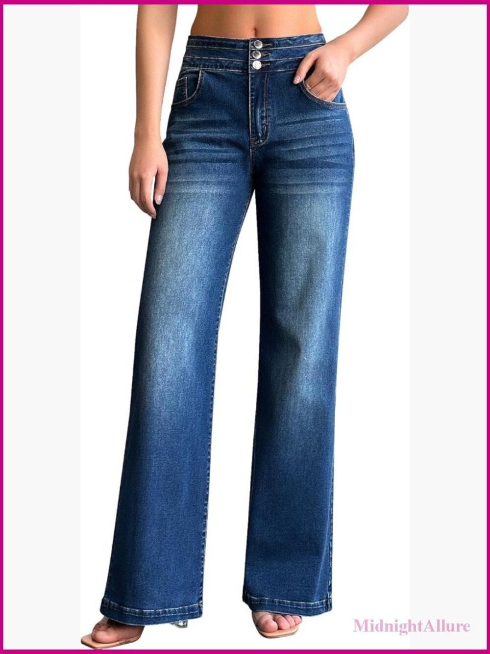 High Waisted Wide Leg Jeans Baggy Stretch Denim Pants